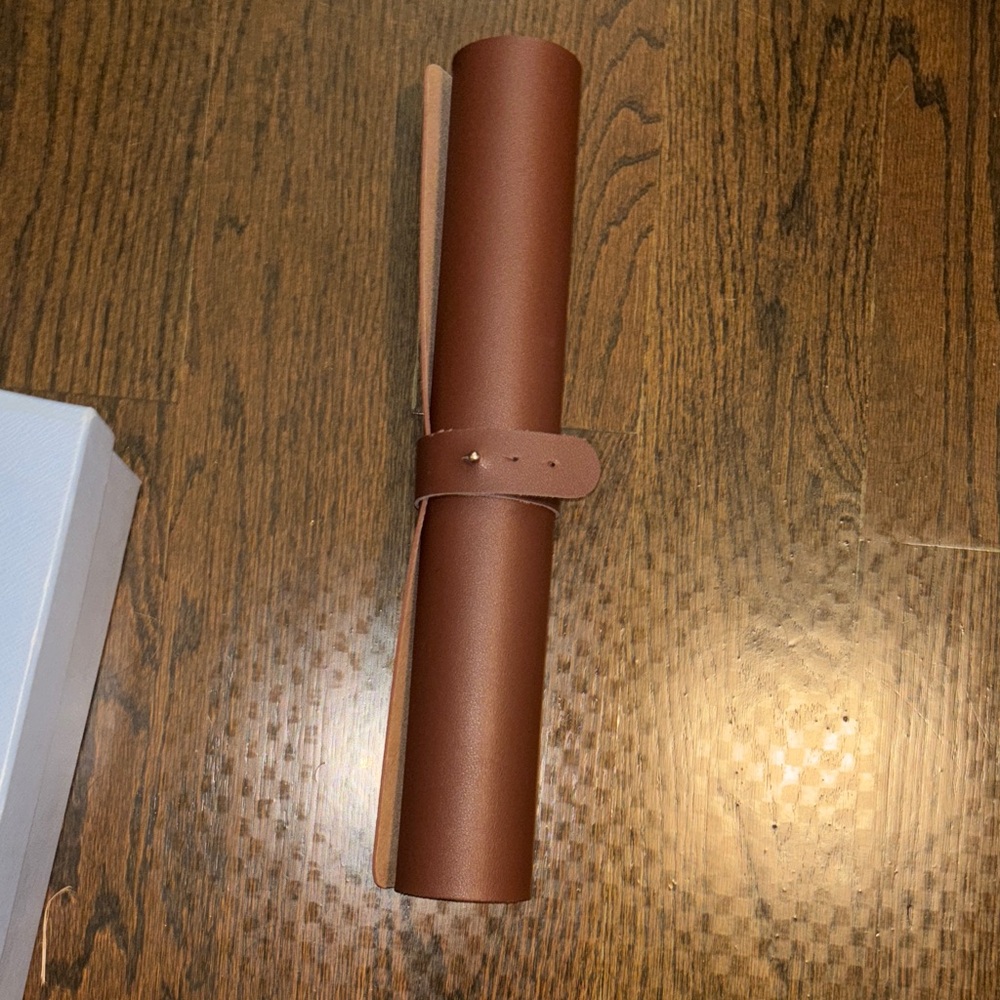 Brown Leather Roll-Up laptop/table top mat